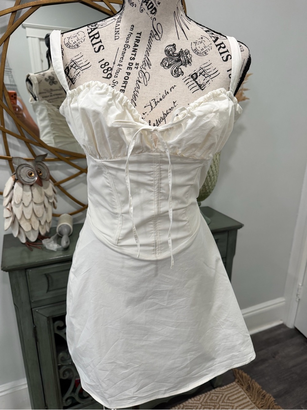 House of CB Cream Corset-Style Dress